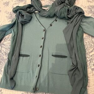 Jigsaw (British brand) Women's Teal Cardigan Sweater - size Medium - EUC